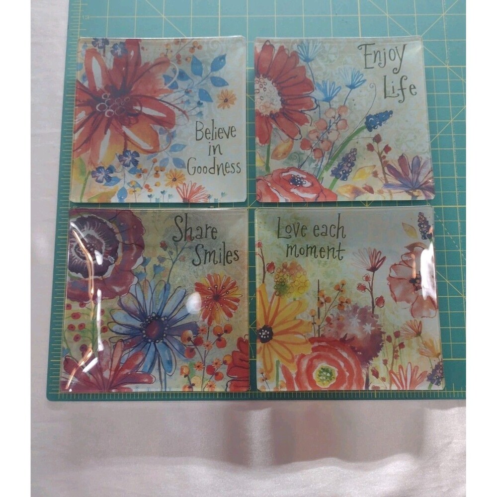 4 Springtime Cracker Barrel 6" Glass Canopy Dessert Plates Inspirational EC